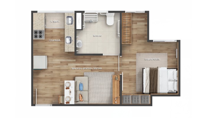 1 QUARTO - SEM VARANDA do Elevato Nova Iguaçu