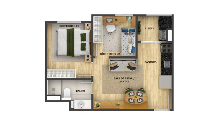 2 DORMS. - COM VARANDA do Alto da Colina RS