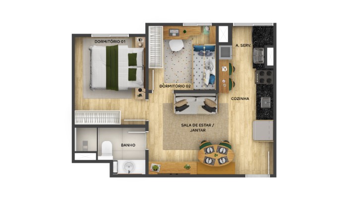 2 DORMS. - COM CHURRASQUEIRA do Parque Ventura III