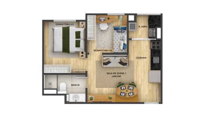 2 DORMS. - COM VARANDA E CHURRASQUEIRA do Parque Ventura III