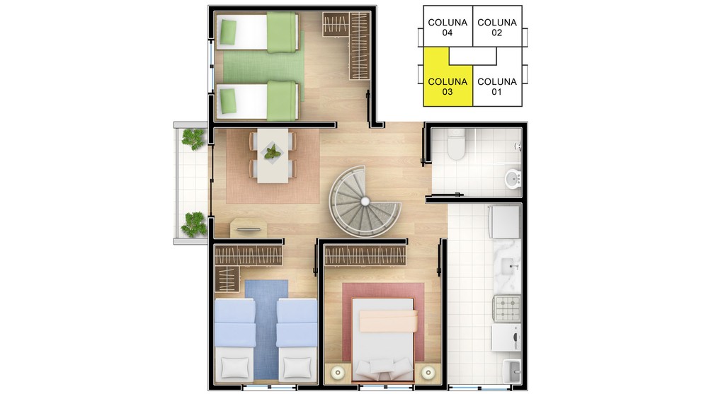 1 quarto - planta ponta do PARQUE BAVIERA LIFE F1