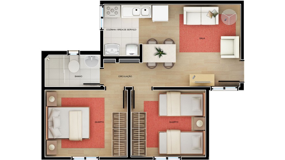 2 quartos - planta meio do RES FIGUEIREDO I F1
