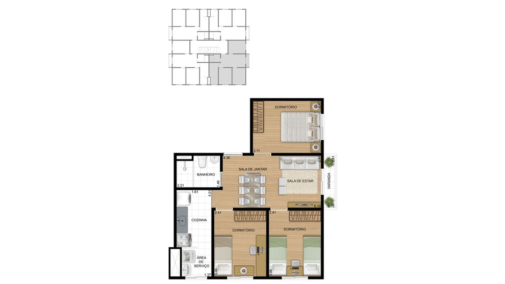 1 quarto - planta meio do RES IGARA LIFE