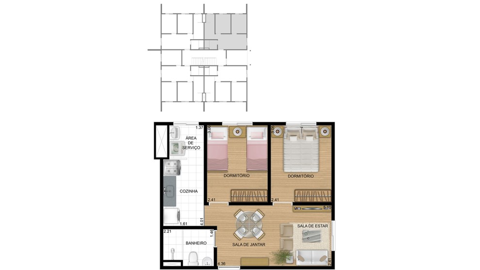 1 quarto - planta ponta do RES IGARA LIFE