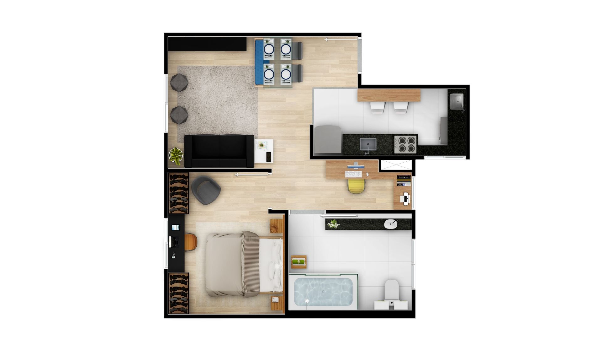 1 quarto - planta meio do Portal Cantareira
