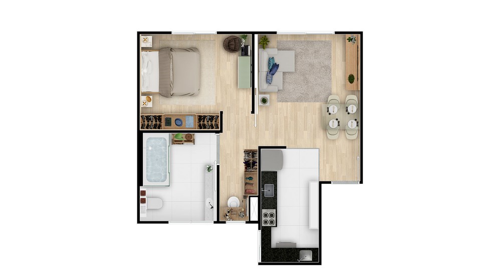1 quarto - planta meio do RES VIVER BEM SAO GABRIEL