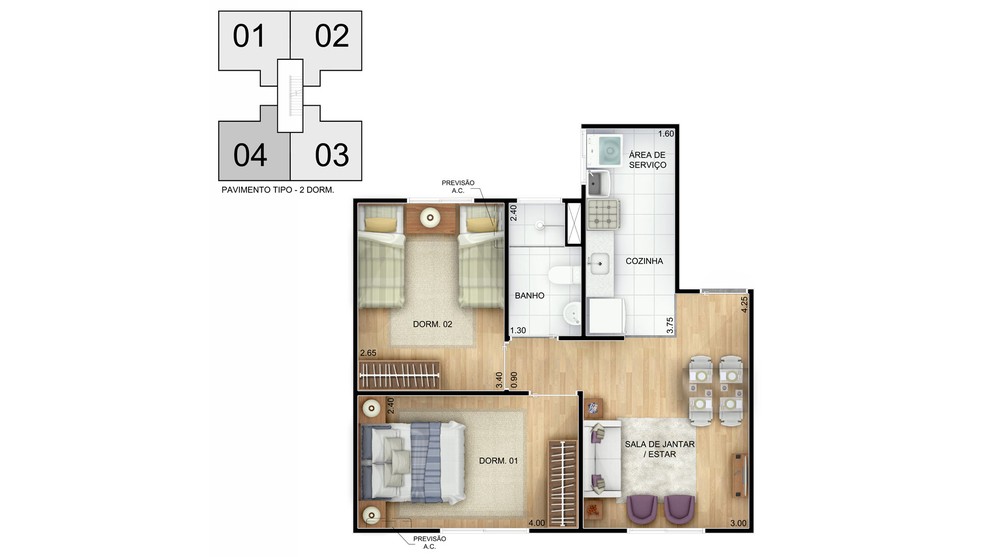 1 quarto - planta meio do RENASCENCA CANDEIAS