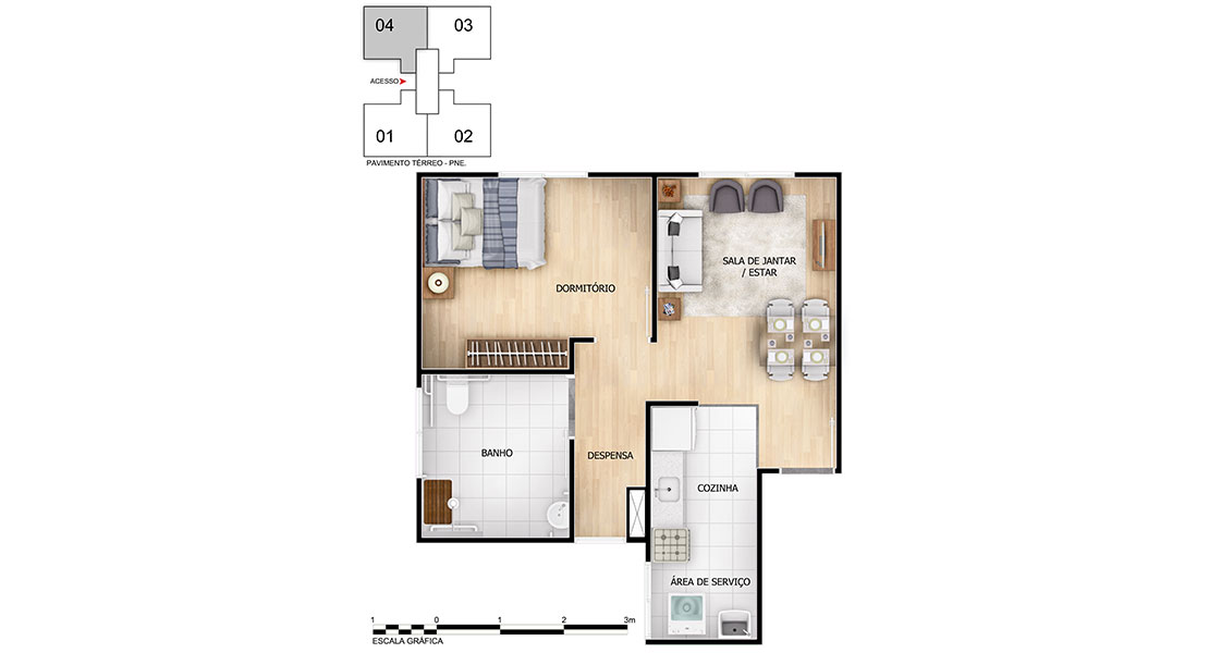 1 quarto - planta ponta do ESPLENDOR II - F1
