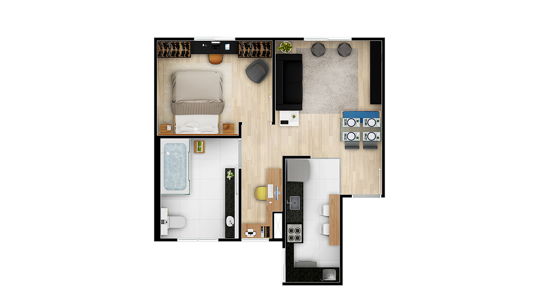 2 quartos - planta meio do SIDNEY - F1
