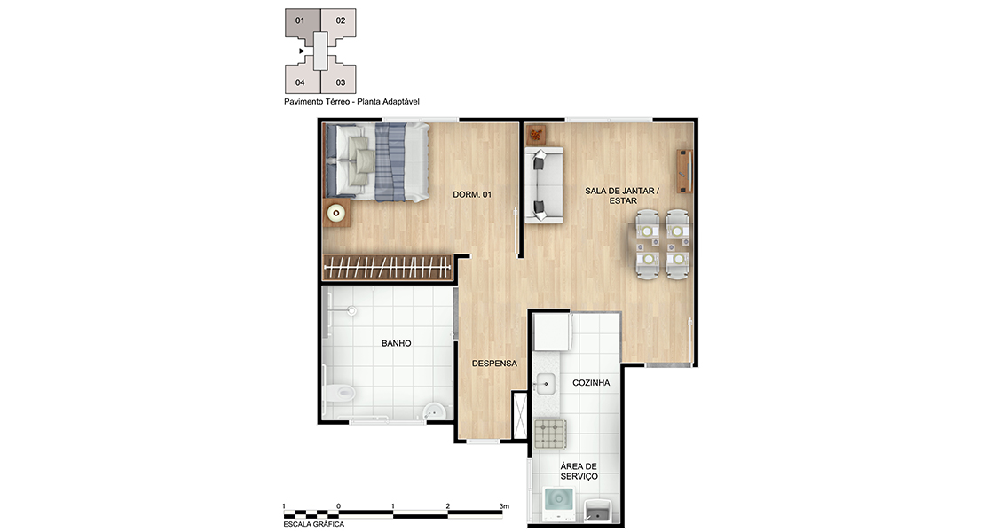 1 quarto - planta ponta do CAMPO DE POUSO - ZEPPELIN