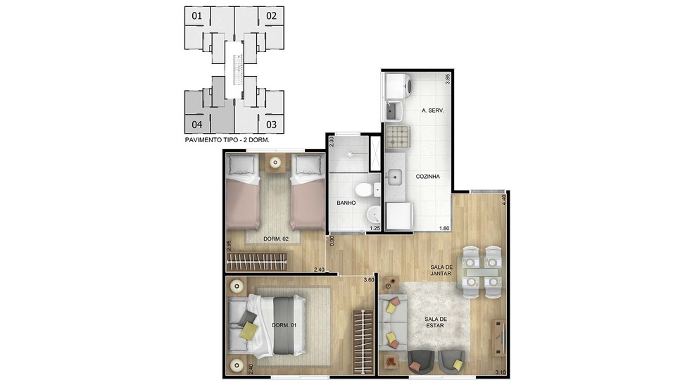1 quarto - planta ponta do NOVO ATLANTICO - ABROLHOS - F1