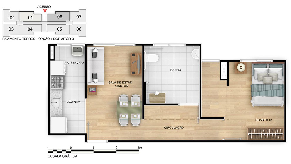 1 quarto - planta meio do BELA VIDA III - F1